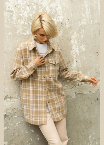 Бежевая кэжуал рубашка в клетку Seventeen с длинным рукавом