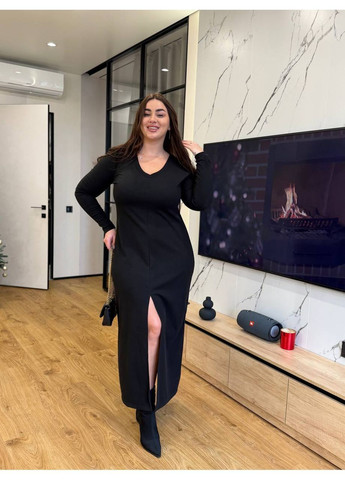 Черное повседневный женское повседневное миди платье KaraMix однотонное