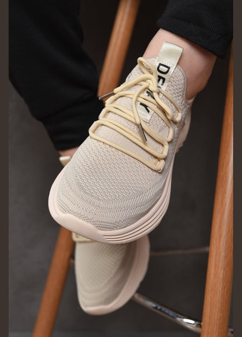Білі Осінні кросівки чоловічі бежевого кольору текстиль Let's Shop