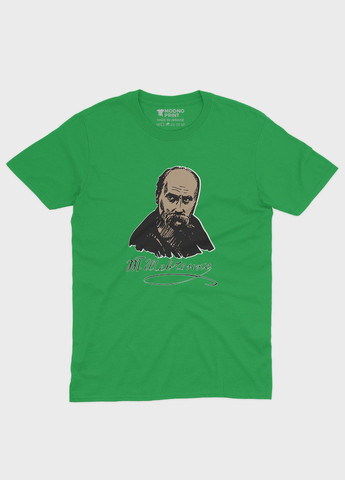 Зеленая демисезонная футболка для мальчика с патриотическим принтом тарас шевченко (ts001-2-keg-005-1-054-b) Modno