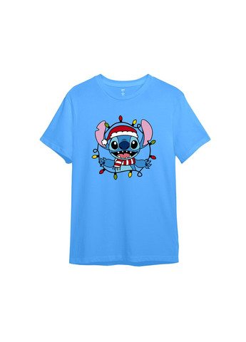 Голубая демисезонная детская футболка с принтом "рождественский инопланетянин". ститч (10254206514) ТiШОТКА