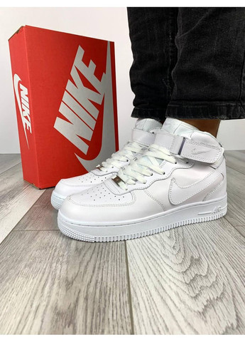 Белые демисезонные кроссовки мужские nike air force 1 high white v2 найк аир форс 1 премиум No Brand