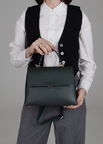 Сумка женская кожаная с клапаном 03730 темно-зеленая Virginia Conti (303403549)