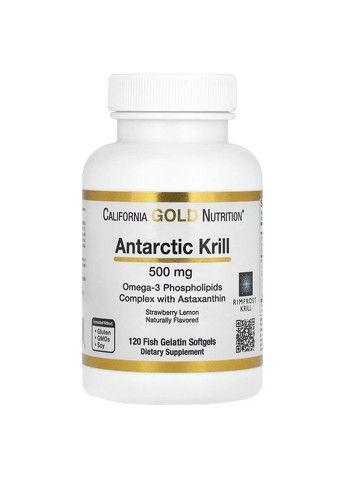 Масло Антарктического Крыля из Омега 3 и Астаксантином Antarctic Krill 500мг - 120 софтгель California Gold Nutrition (292395868)