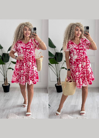 Червона повсякденний, кежуал жіноча сукня Style Point з квітковим принтом