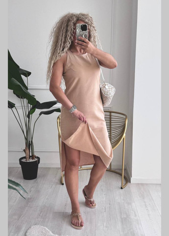 Темно-бежевое повседневный, кэжуал женское платье Style Point однотонное