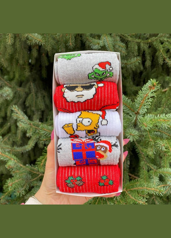 Комбинированные бокс мужских новогодних носков 40-45 на 5 пар в подарочной коробке Vakko (306515765)