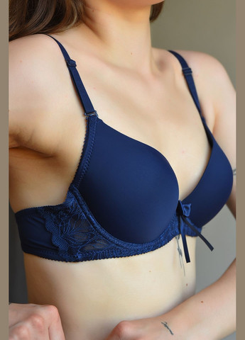 Тёмно-синий бюстгальтер женский темно-синего цвета чашка в Let's Shop полиамид