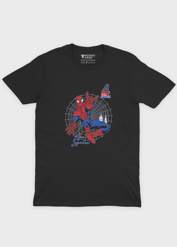 Черная мужская футболка с принтом супергероя - человек-паук (ts001-1-bl-006-014-072) Modno