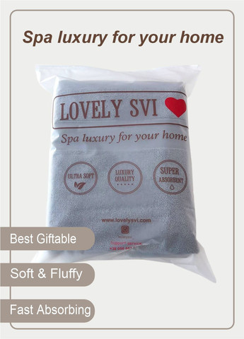 Набор Полотенец Махровых Банных (Хлопок) 4 шт в подарочном пакете: 50 x 90 Серый Lovely Svi однотонный серый