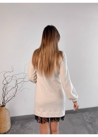 Молочна жіноча ангорова сукня з фатіном Osoblyva