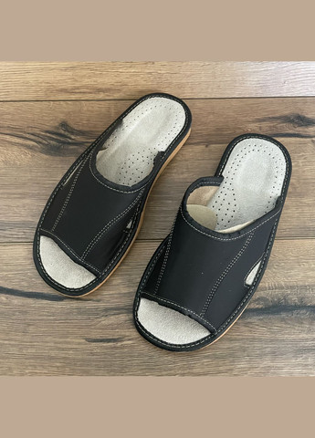 Черные тапочки мужские, кожаные Eluna