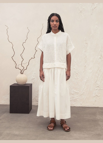 Білий кежуал, повсякденний, пляжна, коктейльна, святковий біла сукня-трансформер з бавовни та льону оверсайз, з пишною спідницею, сукня-трансформер, сукня-сорочка HankaKohana однотонна