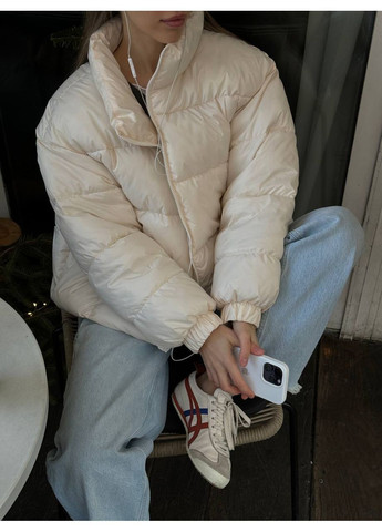 Светло-бежевая демисезонная женский пуфер No Brand