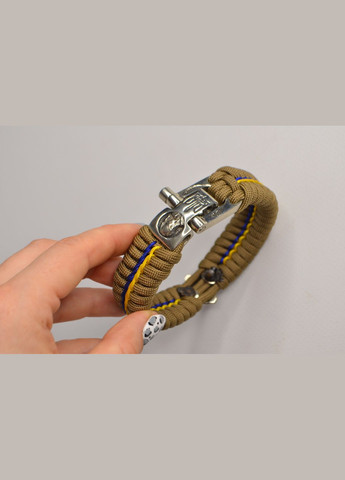 Браслет с гербом України козаком з мельхиору та опліткою плетіння змійка + брелок в подарок No Brand (341738751)