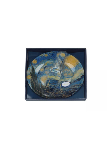 Скляна тарілка для торта з лопаткою Ван Гог Зіркова ніч d-30 см(198-1224) Carmani (349832080)