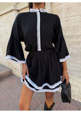 Чорна жіноча сукня з мереживом зі штапеля Osoblyva