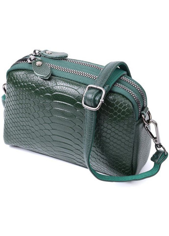 Сумка клатч через плече жіноча із натуральної шкіри середня Зелений 37683 Vintage (353690055)