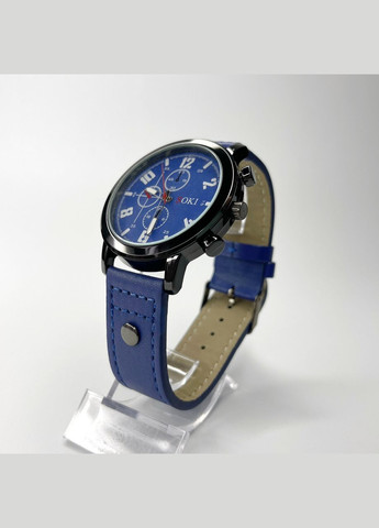 Часы наручные SOKI Мужские арабские цифры метки механизм кварцевый ремешок Эко-кожа Синий Geneva (336965224)