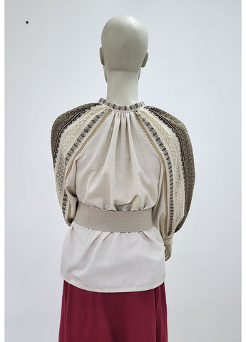 Комбинированная женская рубашка с тканой вышивкой и кружевом "пряная женская" узор украинская символика свободная домотканное полотно (366027287)