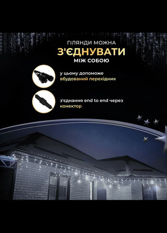 Гирлянда Бахрома уличная 200 LED 12 м черная, белый GarlandoPro 12MBW (306459752)