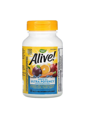Витамины и минералы Alive! Once Daily Men’s 50+ Ultra Potency, 60 таблеток Nature's Way (293419660)