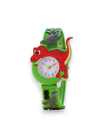 Кварцовий дитячий наручний годинник у вигляді Червоного Динозаврика Рекса мультфільм 3D Динозавр Силіконовий No Brand (294180805)