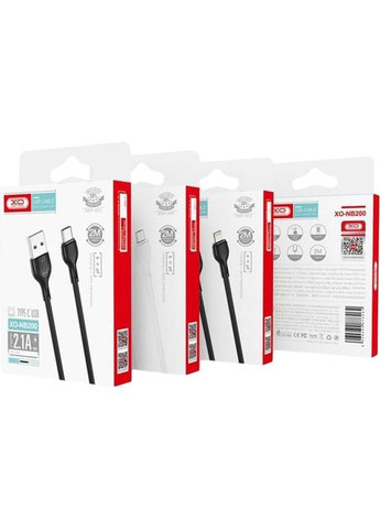 Кабель NB200 Type-C 2.1A 1 м Black (-NB200-TC-1-BK) XO (322505156)