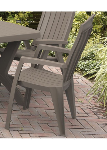 Стул садовый пластиковый Santorini, бежево-серый Keter (362579385)