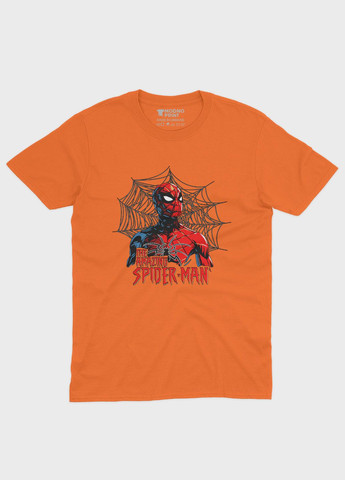 Оранжевая демисезонная футболка для мальчика с принтом супергероя - человек-паук (ts001-1-ora-006-014-057-b) Modno