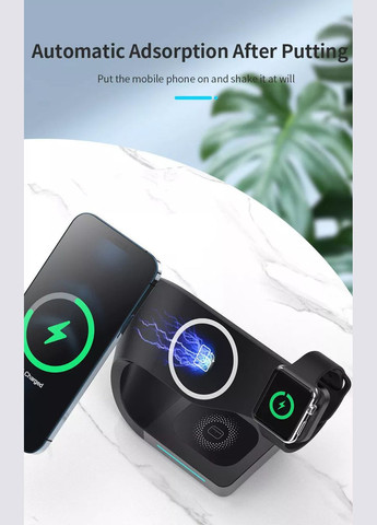 Бездротова зарядка Qi 4 в 1 LFX-178 Wireless 15W I Док-станція для iPhone + iWatch + Airpods Black VHG (334305017)