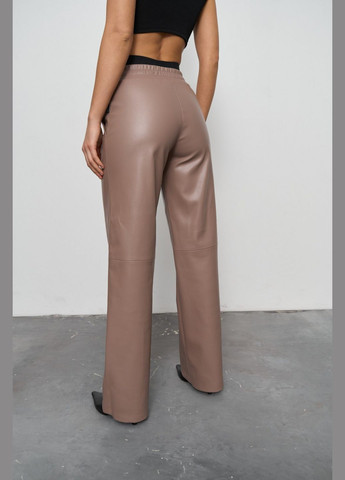Женские брюки палаццо из эко кожи цвет капучино р.L 450870 New Trend (282928148)