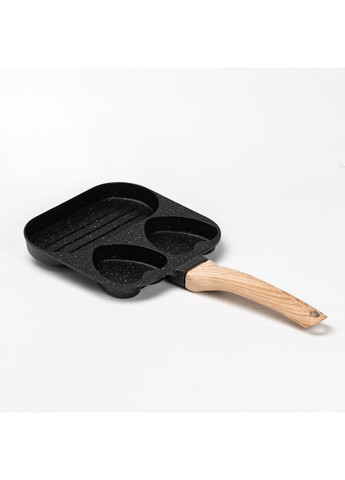 Сковорода квадратна порційна на 3 секції пательня з антипригарним покриттям для всіх плит чорна No Brand (367724441)