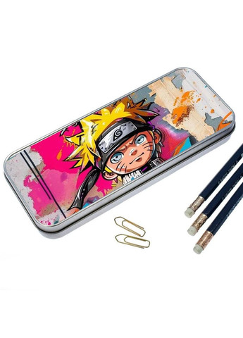 Органайзер для канцелярских принадлежностей металлический, кейс для мелочей naruto 7*18 см Silver No Brand (309153240)