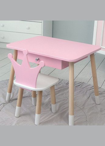 Дитячий столик і стільчиккорона рожевий. Столик із шухлядою для олівців і розмальовок No Brand (361259060)