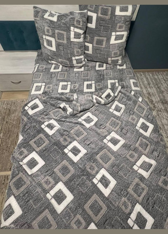 Постельное белье Велюровое Двуспальный 175х200 наволочки 2х 70х70 Серая (П4Кflis-0011-02) No Brand (308754708)