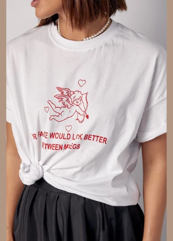 Жіноча футболка oversize з ангеловим принтом 241093 Lurex - (299232524)