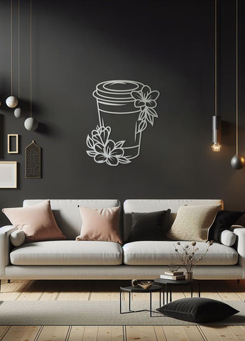 Дерев'яна картина на кухню, декор в кімнату "Кава з собою", мінімалістичний стиль 25х30 см Woodyard (291882568)