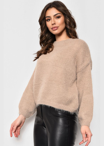 Бежевий зимовий светр жіночий бежевого кольору пуловер Let's Shop