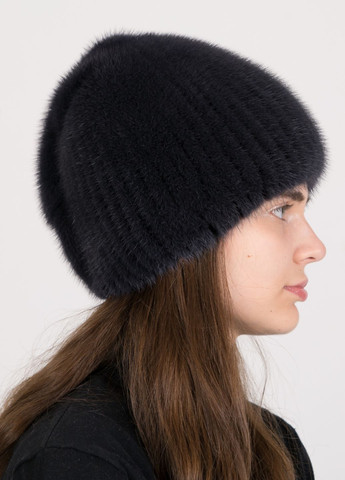 Женская шапка из меха норки на вязаной основе Меховой Стиль Коса (306442747)