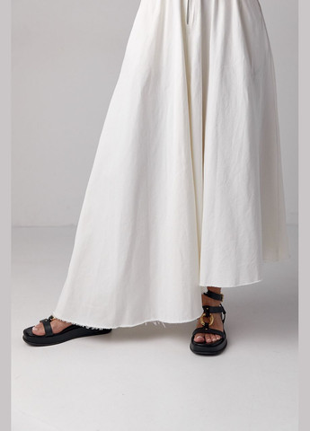 Молочна сукня максі з блискавкою та асиметричним подолом Lurex