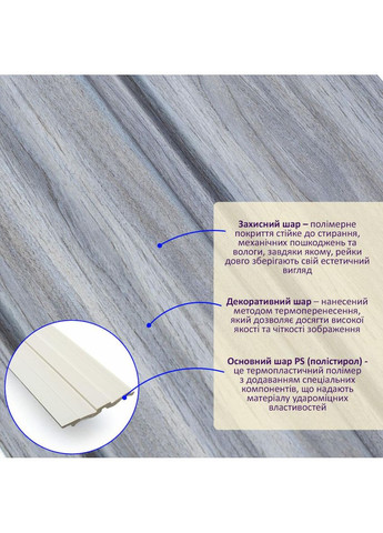 Рельс декоративный PS 2900х120х12мм Серое дерево SW-00002142- love-shopping Sticker Wall (354660579)