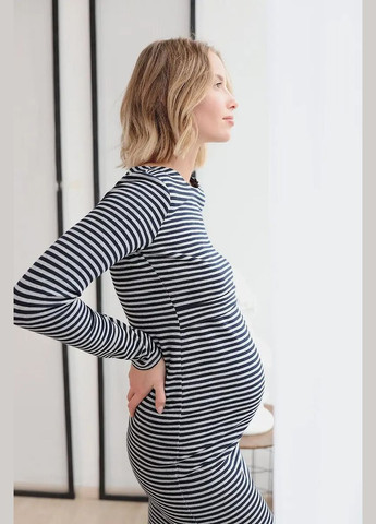 Сіра сіра в смужку сукня для вагітних і годуючих прилеглого силуету з секретом годування To Be в смужку