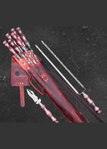 Шампуры ручной работы из нержавейки "Асгард" в кожаном кейсе на подарок шефу Handmade LC-034 (347291594)