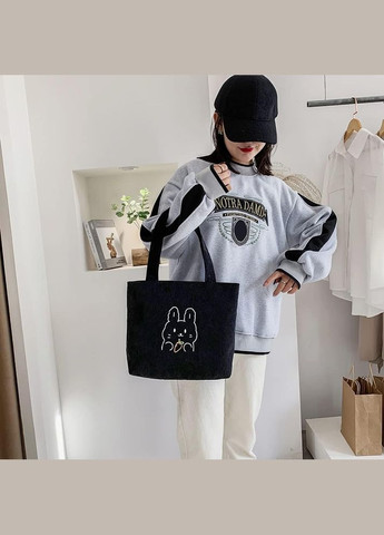 Сумка женская шопер черная из вельвета (RN-177) No Brand (332807103)