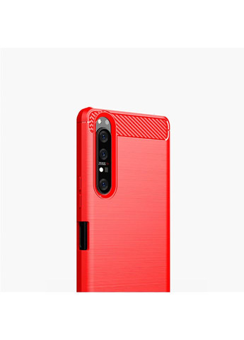 Чехол Carbon Fiber для Sony Xperia 1 II Red Lenuo (361903568)