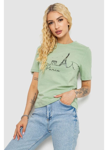 Футболка жіноча з принтом, колір оливковий, 241R132 Ager - (335814376)