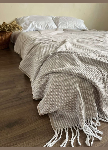 Плед Latvia бавовняний з китицями бежевий 170х210 см ZEINTEX Плед\Покривало (314962019)