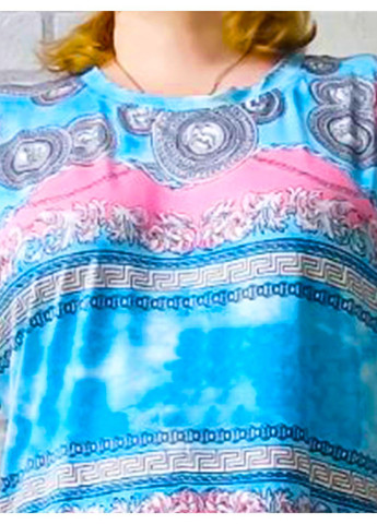 Голубое женское платье голубое оверсайз с коротким рукавом No Brand