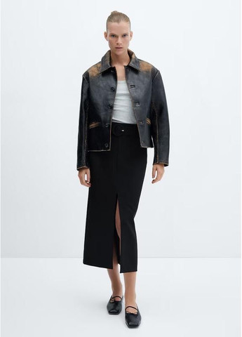 Чорна спідниця юбка міді олівець з розрізом по фігурі базова Mango (370796416)